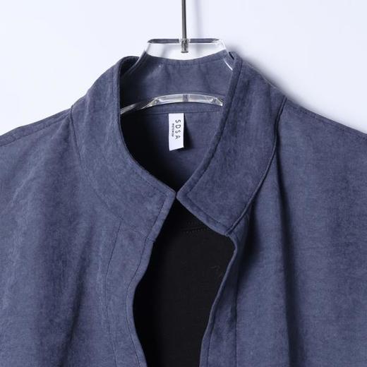 SDSA男装2026新款高贵轻奢韩版简约拼接前短后长套头立领衬衫百搭 商品图1