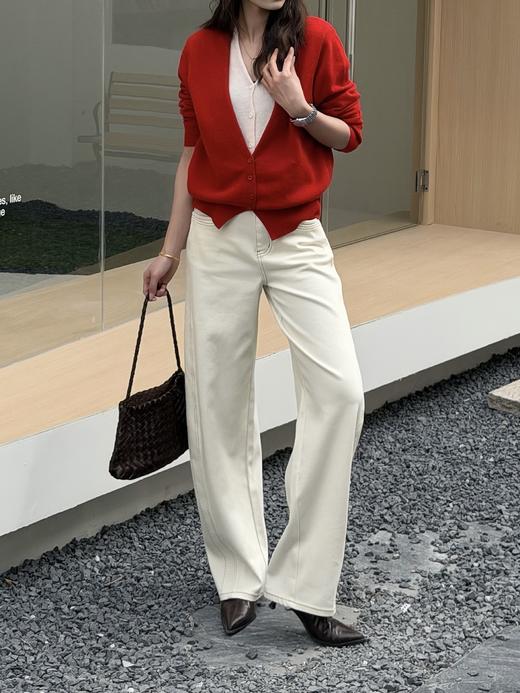 SC1L07_凝脂色_牛仔裤_春季_高腰直筒阔腿宽松垂感毛边_高级女装_BERNIEELEN 伯妮斯茵 商品图0