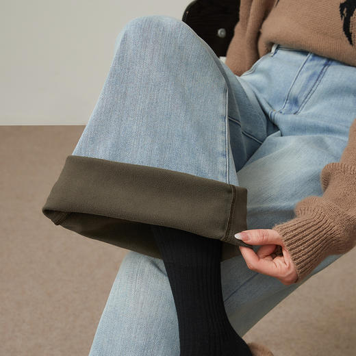 【两种裤长！初春-筒喇-牛仔】逸阳磨毛短绒高弹加厚显瘦A版阔腿裤7467 商品图1