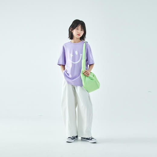 棵初2026年夏季新款亲子中大女童休闲小白裤弯刀裤型宽松抗皱裤子 商品图4