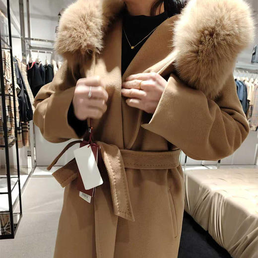 MAXMARA 女士羊毛连帽束腰风衣 驼色 MANGO 60161129 029 商品图2