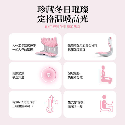 【杨幂代言】BKT护腰加热版温感护腰居家办公久坐坐姿矫正器 30A 商品图3
