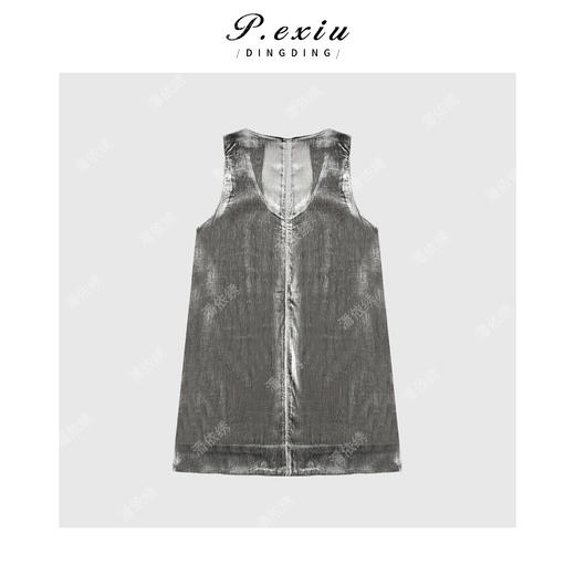 04-1潘依绣丁丁宠粉高级光泽感丝绒U领无袖背心Q33641 商品图1