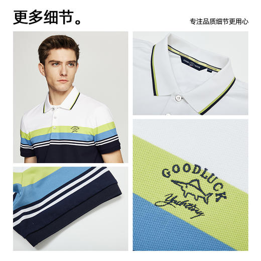 德鲨鲨鱼男装短袖条纹POLO衫2026夏季新款休闲翻领刺绣T恤 商品图3