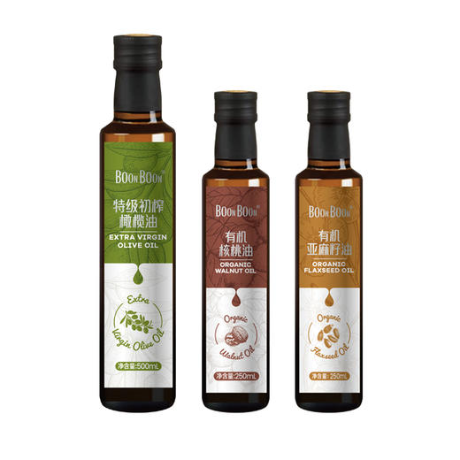 BoonBoon健康烹饪油橄榄油有机核桃油有机亚麻籽油送礼礼盒装 商品图4