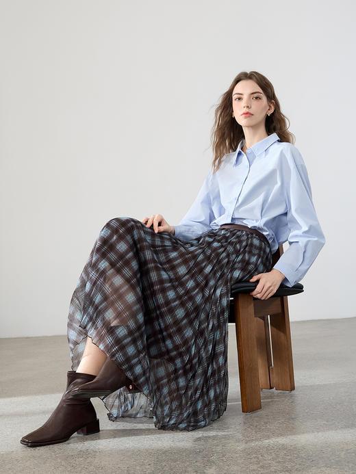 【百图lulu定制】【潮汐半裙】  复古格子   百褶半身裙  A字半裙 商品图5