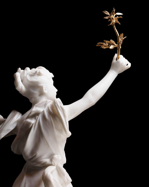 独角鹿西洋古董19世纪末法国雕塑家 Luca Madrassi 签名出品大型大理石杰作《世界之和平与自由》 商品图3