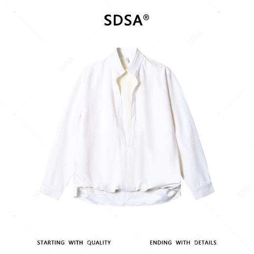 SDSA男装2026新款高贵轻奢韩版简约拼接前短后长套头立领衬衫百搭 商品图0