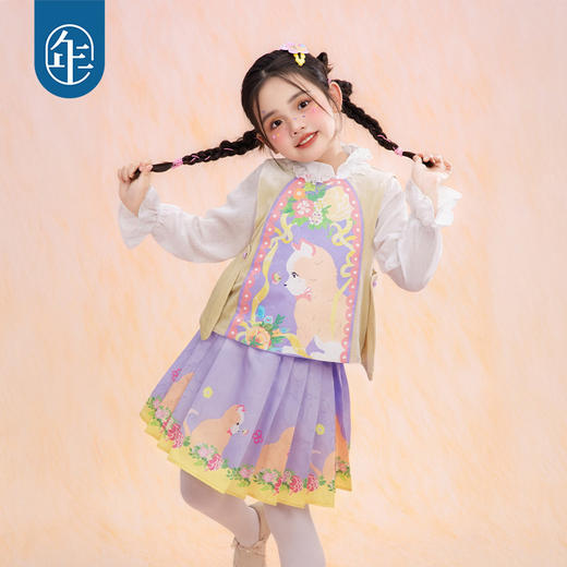 年衣童装儿童马甲春季新款女童中式古风汉服唐装春意融融马甲N1261029A05 商品图9