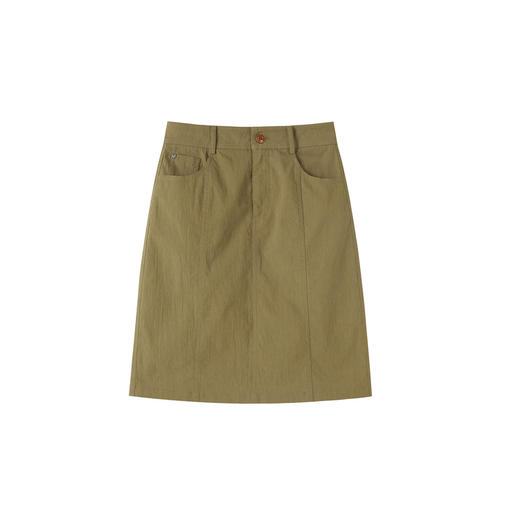 谜底半裙女2025秋新品百搭舒适挺括双色微皱包臀裙短裙253MB1035 商品图4