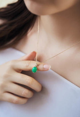 伽罗 JALO SN1款 2.7克拉澳洲玉蛋面吊坠项链