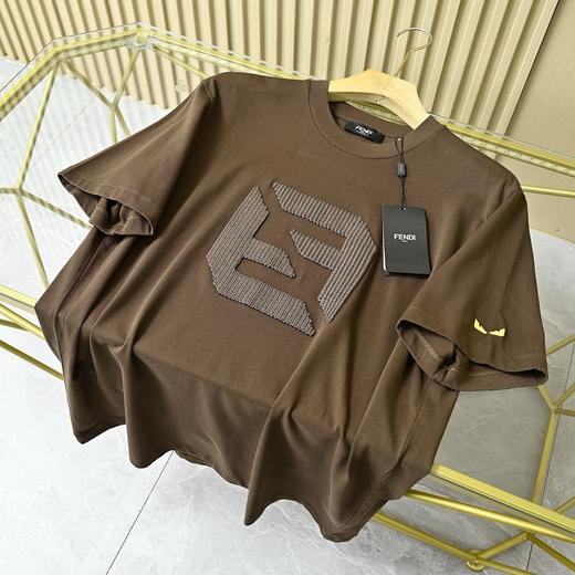 芬迪新款小怪兽恶魔眼睛意式轻奢2026春夏季重工刺绣F系棉质男士圆领短袖T恤 商品图4