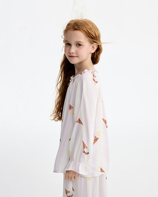 5楼爱慕儿童条纹冰激凌长袖家居服上衣 AK141L431 商品图3