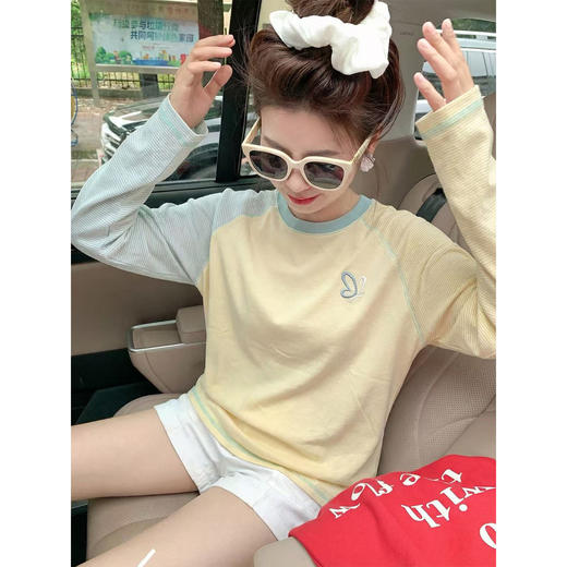 <曾小咸推荐>4.13现货秒杀 ！微信超特价！韩系撞色条纹长袖t恤 日常139.99 立减70 秒杀69.99！！ 商品图3