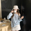 西遇可爱小狗图案蓝色长袖T恤女2026年春季新款薄款斜肩防晒罩衫SS060160 商品缩略图1