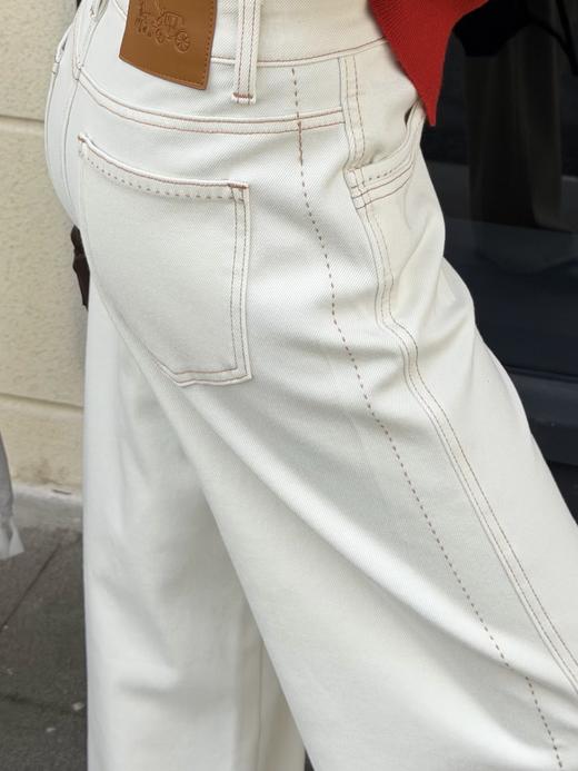 SC1L07_凝脂色_牛仔裤_春季_高腰直筒阔腿宽松垂感毛边_高级女装_BERNIEELEN 伯妮斯茵 商品图2