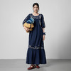 【林栖设计小店】鸟戏花间|藏青色绣花肌理花边拼接2026春新款优雅连衣裙1961129 商品缩略图5