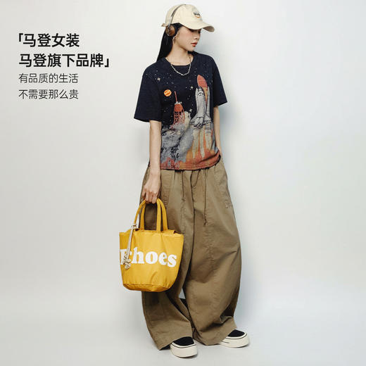 马登复古时尚手拎单肩黄色帆布水桶包斜挎包小个子单间手提包包女 商品图4