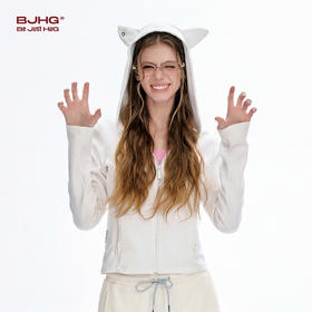 BJHG不计后果珍珠兔耳卫衣外套女春款修身设计感休闲百搭开衫上衣