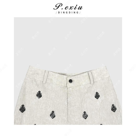 04-3潘依绣丁丁宠粉气质高级重磅绣花阔腿休闲裤Q3942 商品图2