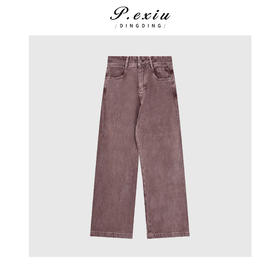 04-3潘依绣丁丁宠粉复古水洗做旧百搭直筒牛仔裤Q51451