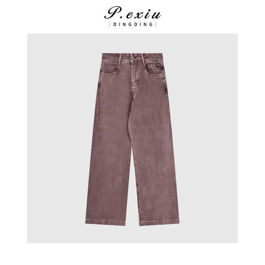 04-3潘依绣丁丁宠粉复古水洗做旧百搭直筒牛仔裤Q51451 商品图0