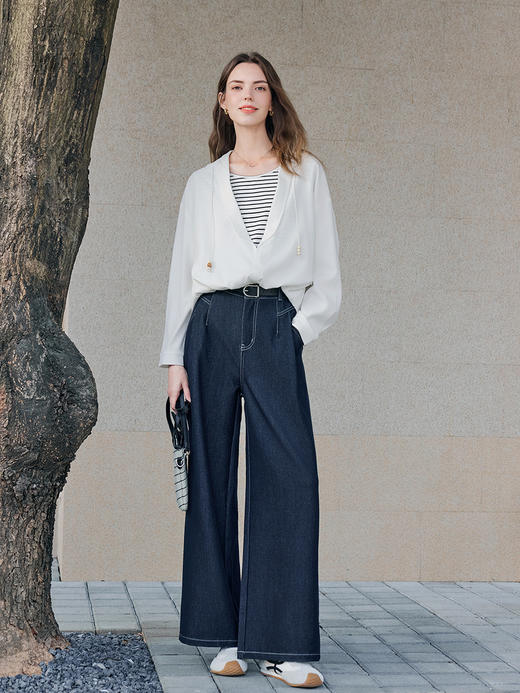 【百图lulu定制】【航海家衬衫】 独特  别致  弧形  收腰 假两件拼接长袖衬衫 商品图10