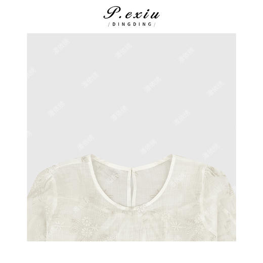 04-2潘依绣丁丁宠粉国风刺绣宽松苎麻衬衣Q65613 商品图2