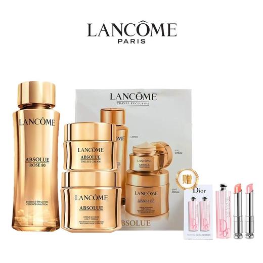 【加赠 迪奥润唇膏套盒1.4g*2支】兰蔻菁纯新版三件套盒（新版菁纯玫瑰水150ml+菁纯面霜60ml+新版菁纯眼霜20ml） 商品图4