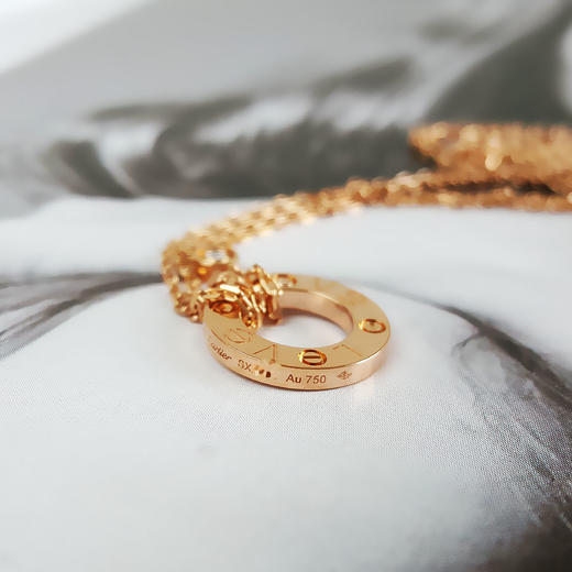 【95新】Cartier卡地亚LOVE系列B7224509玫瑰金镶2钻小圆饼LOVE项链 链长约41cm女士270126HS18 商品图5