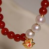红玛瑙珍珠手串 单颗珍珠 5-6mm 玛瑙珠子 4mm  三颗珍珠 6-7mm 玛瑙珠子 6mm 配件 925 银镀金   新年氛围感 商品缩略图5
