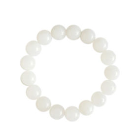 【天然正品】天然无杂裂约12MM俄料一级白和田玉圆珠手串16CM（弹力绳）260126NJM64