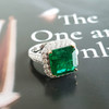 【天然正品】AU750收藏级白金豪镶钻镶天然微油4.525克拉艳绿色祖母绿戒指11.1*10.7MM（皆取最大值）13号（戒圈可改）300126NJS48 商品缩略图4