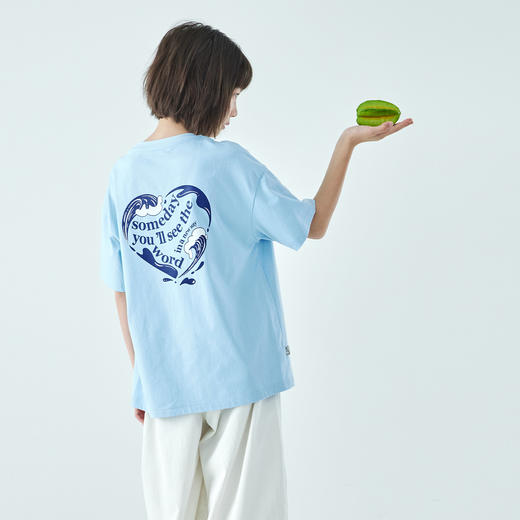 棵初26年夏季新款亲子中大女童爱心图案印花短袖T恤纯棉宽松上衣 商品图4