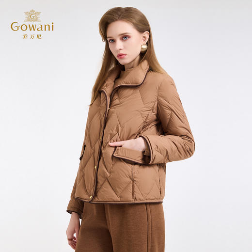 【鹅绒】乔万尼立领休闲宽松90白鹅绒保暖短款羽绒服ED4T863 商品图1