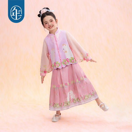 年衣童装儿童中式套装春季新款女童改良汉服两件套春意融融中式套装 商品图1