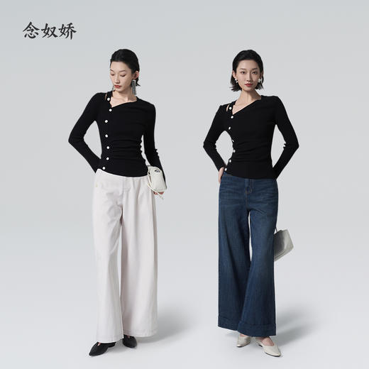 【商场同款】CNK6398 “ 法式甜而不腻 针织衫 ” 法式斜扣视觉焦点，点睛别致 修饰身形雅致好穿 商品图6