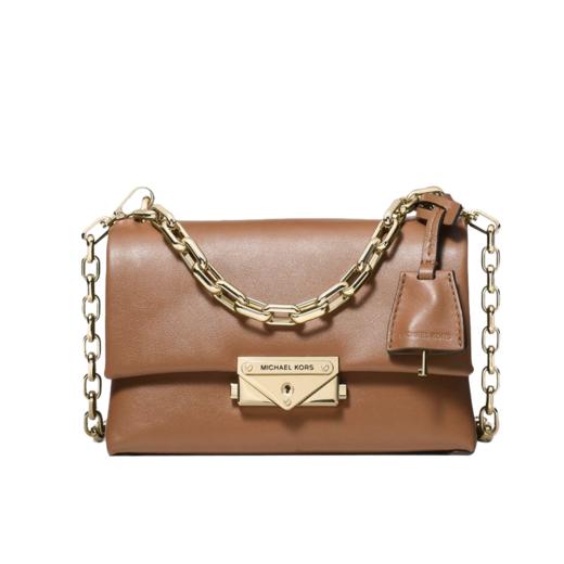 【品牌】MK Cece 超小号经典纯色皮质链条单肩斜挎包橡果棕 商品图5