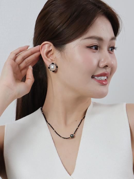 【挚友限定】14K金马贝珍珠耳夹14-15mm 黑玛瑙钻石镶边成品22-23mm 商品图2