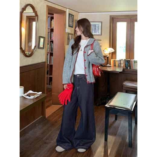 <曾小咸推荐>2.25现货秒杀 ！微信超特价！韩系翻领撞色边毛衣外套 日常189.99 立减100 秒杀89.99！！ 商品图3