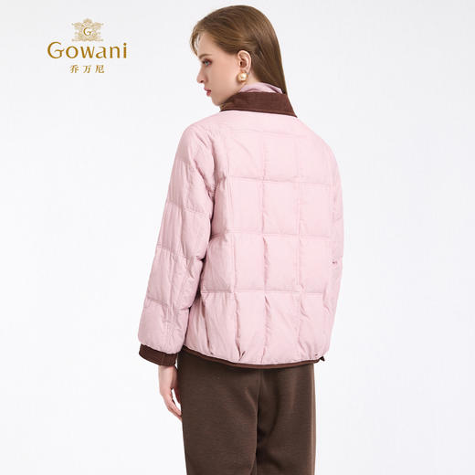 【鹅绒】乔万尼复古撞色拼接翻领90白鹅绒拉链款保暖宽松羽绒服ED4T757 商品图4