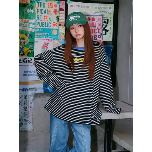 宽松休闲百搭条纹字母T恤-纪念日百货门店同款169262401 商品图1