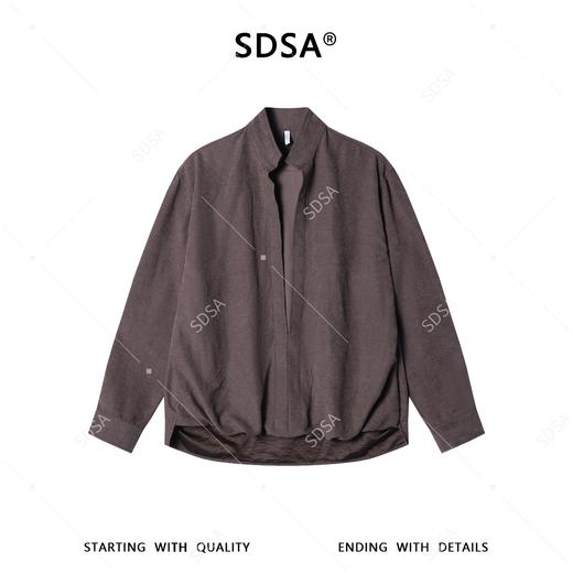 26CS20SDSA男装2026新款高贵轻奢韩版简约拼接前短后长套头立领衬衫百搭 商品图1