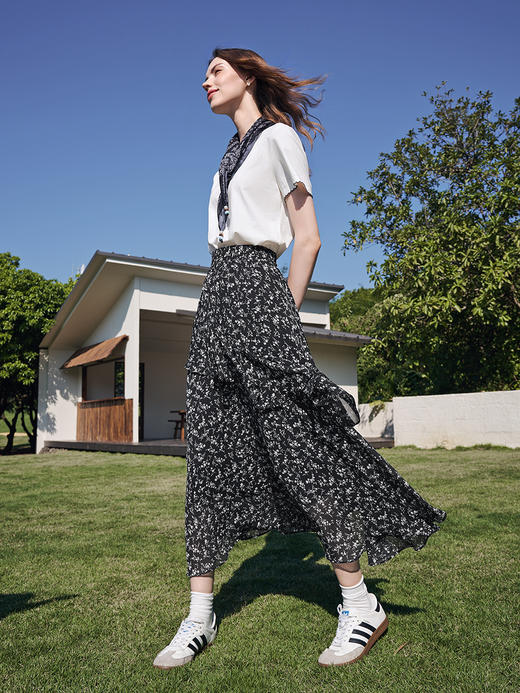 【百图lulu定制】【夏荷半裙】 南法  气质  荷叶边   高腰碎花半身裙 商品图5