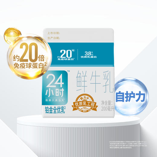 新希望(华西)屋顶盒铂金24小时鲜牛乳200ml 商品图1