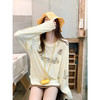 <曾小咸推荐>韩系黄色印花长袖t恤女上衣【预售3-15天发货】 商品缩略图0