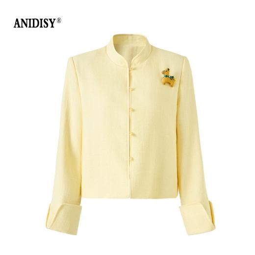 2026春装新中式立领长袖单排扣小马胸针短外套 商品图4