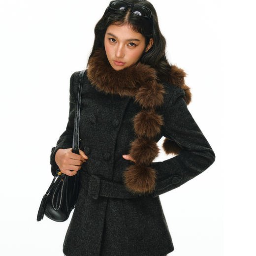 Ariseism 美式复古设计感毛呢外套女春季新款修身上衣 商品图0