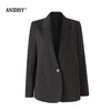 2026春装时尚翻驳长袖领一粒扣修身西装外套 商品缩略图4