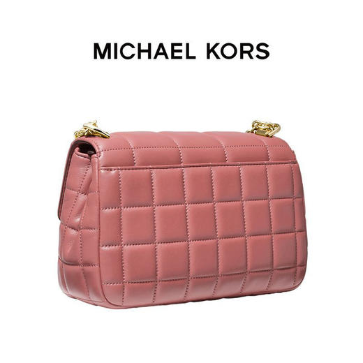 【品牌】MK Soho大号羊皮皮质链条翻盖单肩包斜挎女包玫瑰粉 商品图1